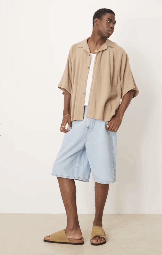 Man wearing summer style denim shorts